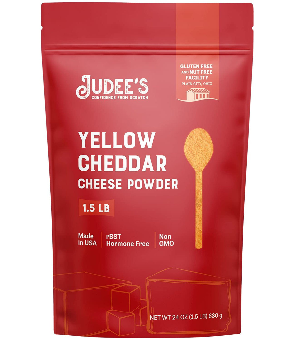 Judee's Gluten Free Cheddar Cheese Powder – Gluten Free & Nut Free, 1.5 lb