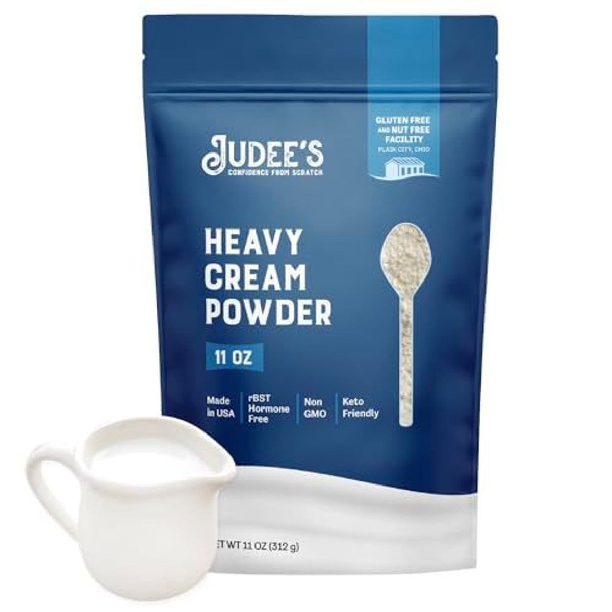 Judee's Gluten Free Heavy Cream Powder - Shelf-Stable Creamer & Baking Ingredient (11 Oz)