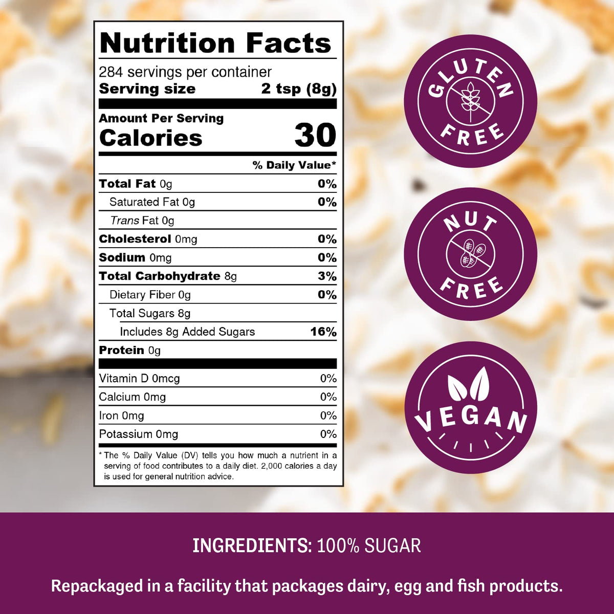 Judee's Gluten Free Superfine Caster Sugar – Ideal for Delicate Desserts – 80 oz Resealable Pouch