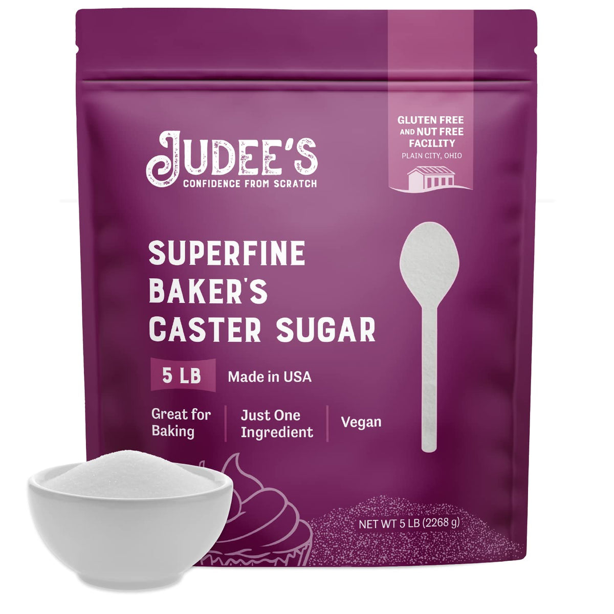 Judee's Gluten Free Superfine Caster Sugar – Ideal for Delicate Desserts – 80 oz Resealable Pouch