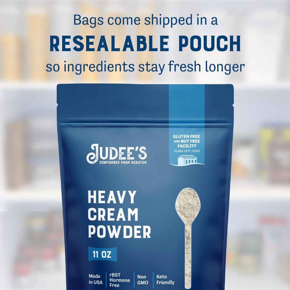 Judee's Gluten Free Heavy Cream Powder - Shelf-Stable Creamer & Baking Ingredient (11 Oz)