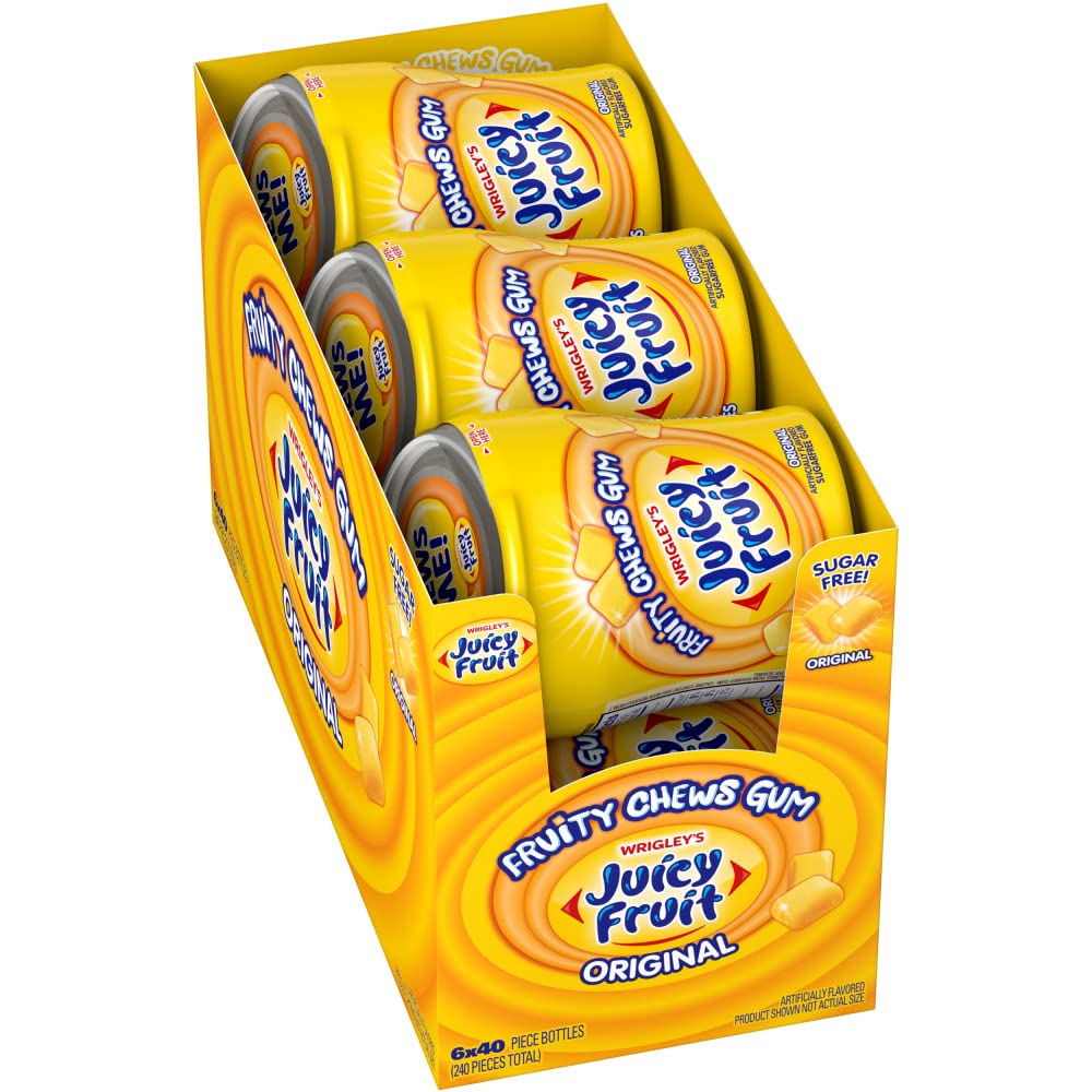 JUICY FRUIT Sugar-Free Gum – 40 Pieces per Bottle, Pack of 6 | Juicy Fruit Gum