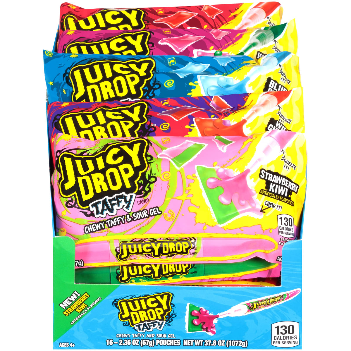 Juicy Drop Taffy Variety Pack – Sweet & Sour Candy Dispensers, 16 Count