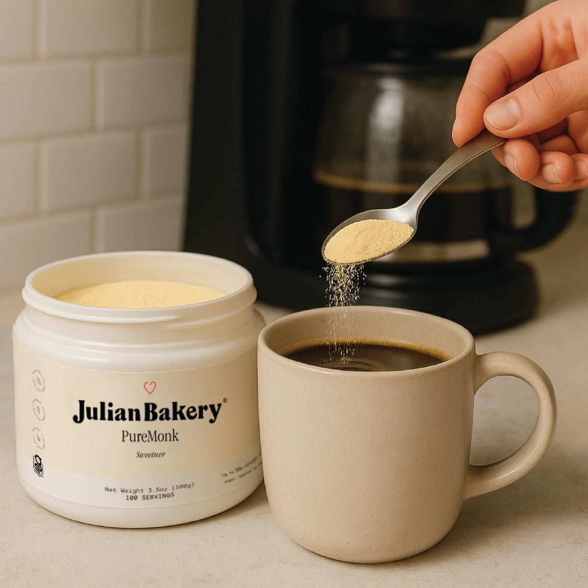 Julian Bakery Pure Monk Sweetener – v25% Monk Fruit Extract, Sugar Free, 3.5oz (100 Servings)
