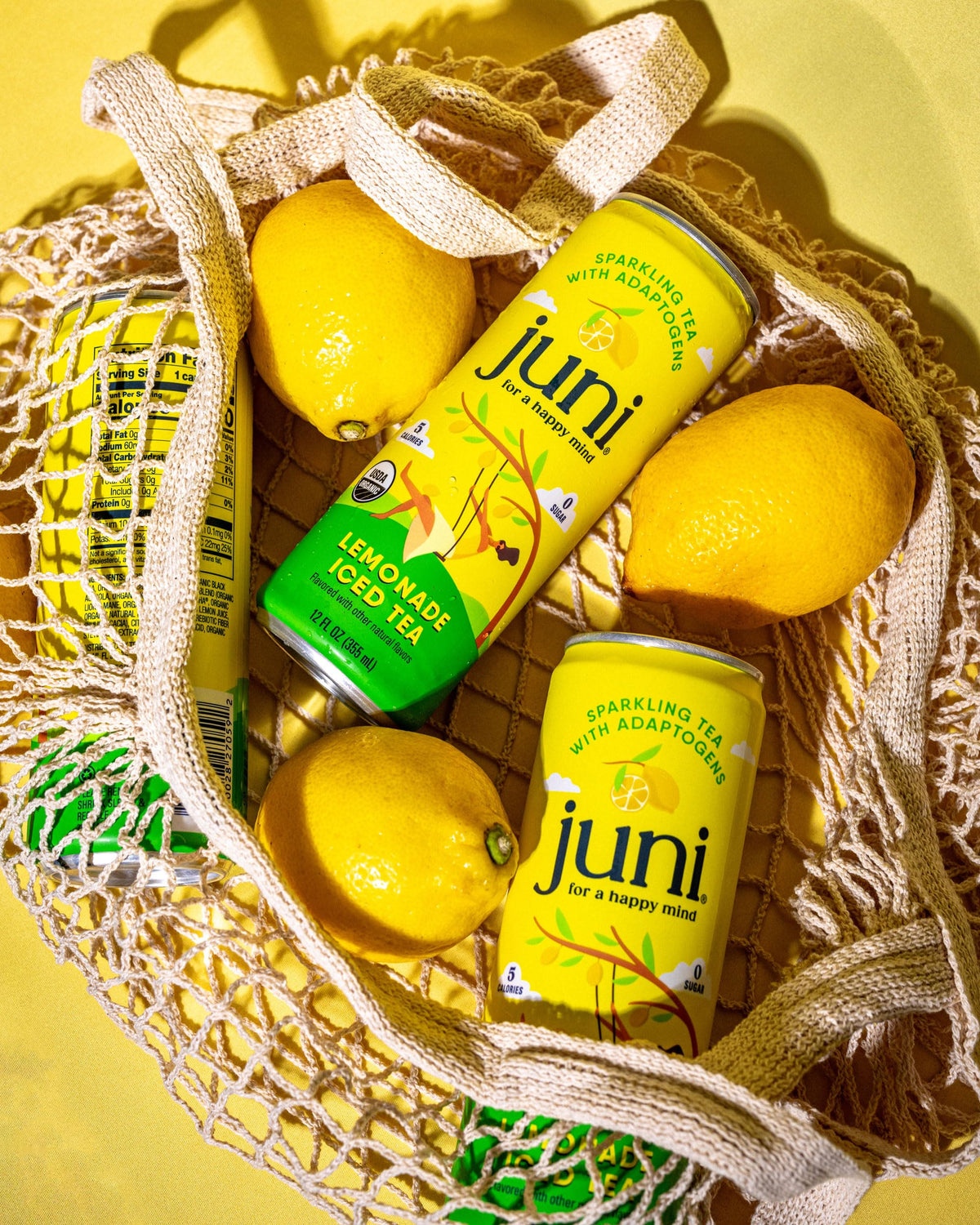 JUNI Sparkling Adaptogen Drink – Lemonade Iced Tea with Ashwagandha, Lion’s Mane & Reishi