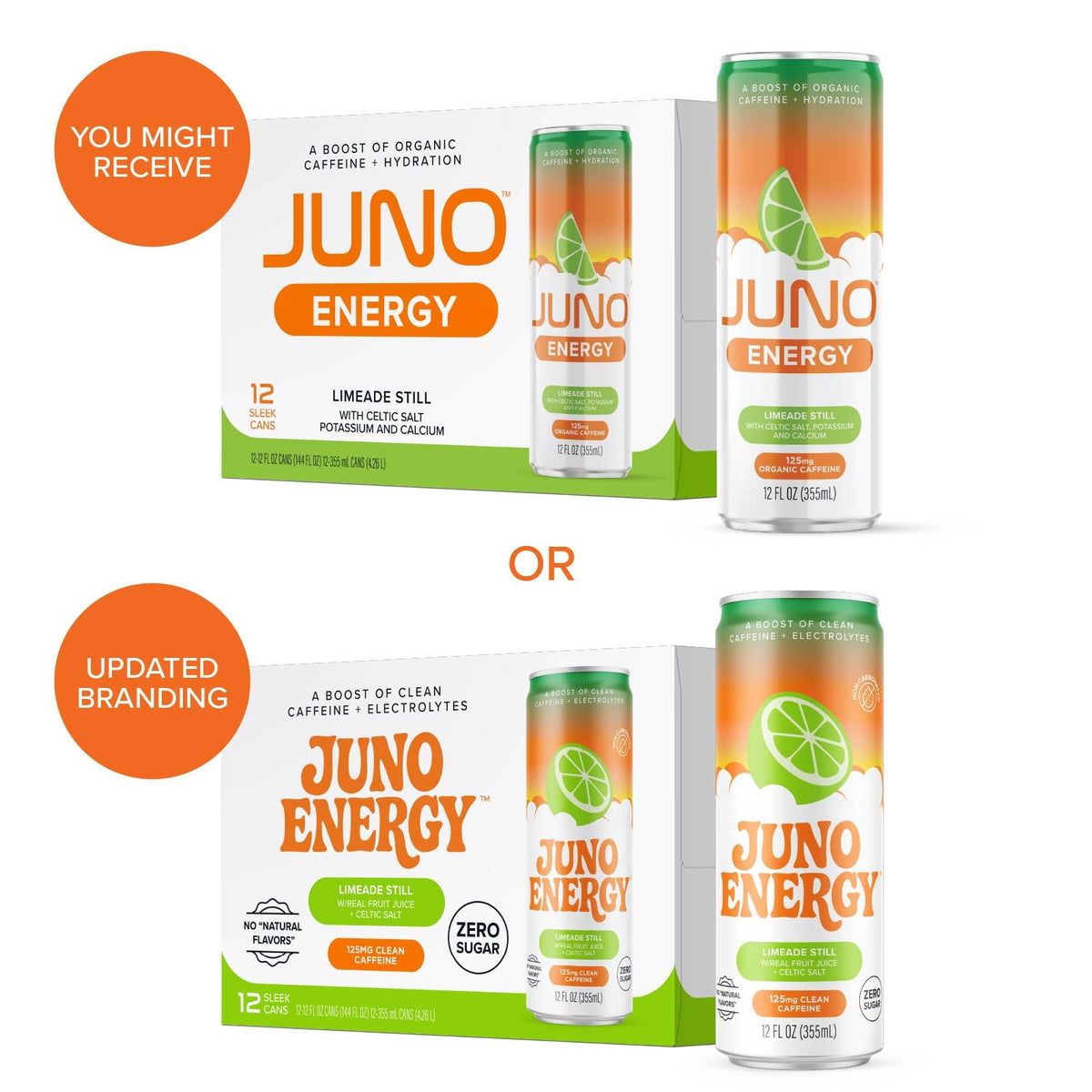 JUNO ENERGY Limeade Still Energy Drink – Sugar Free, 125mg Caffeine, Hydration with Stevia | Vegan, Gluten Free, 12 Pack