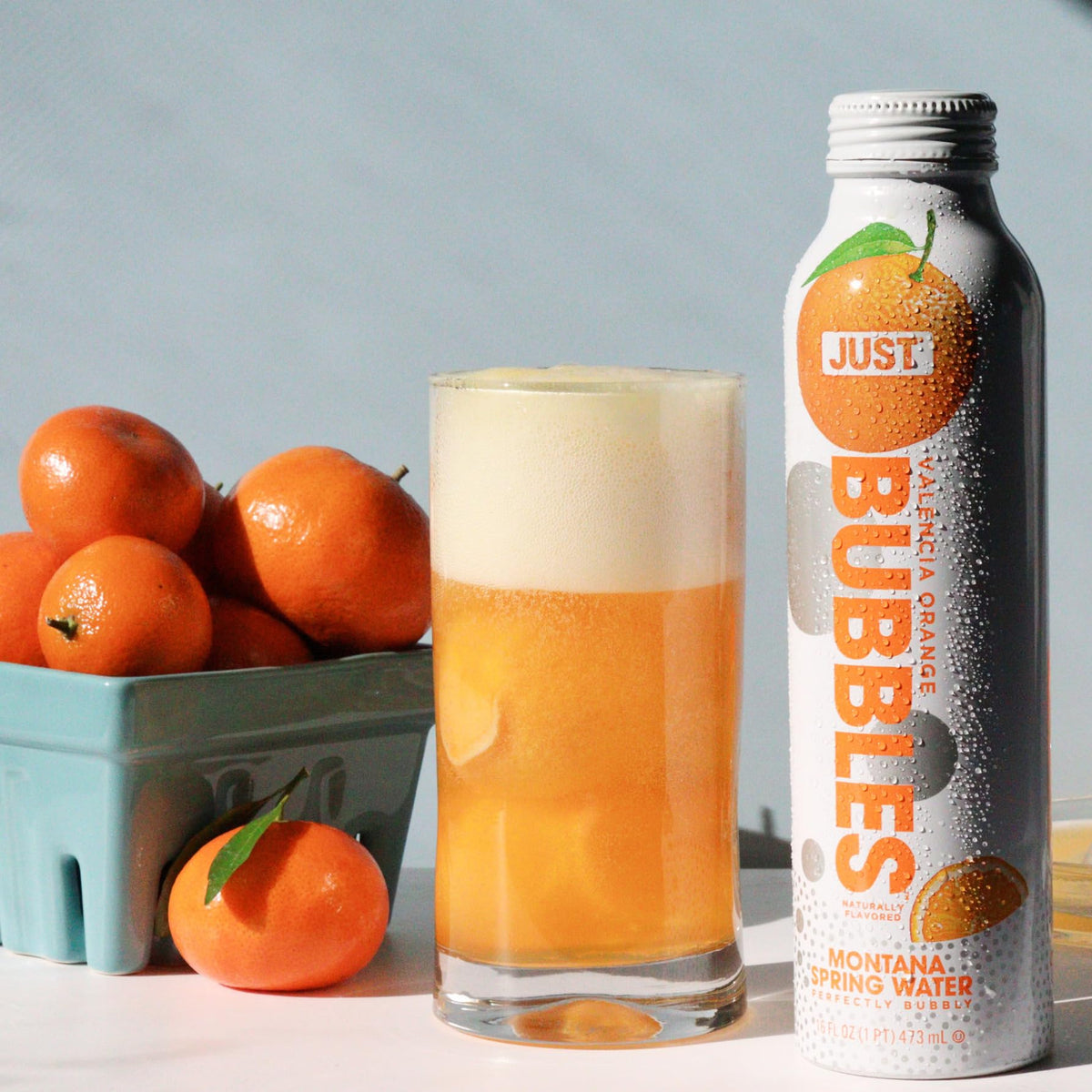 JUST Bubbles Valencia Orange – Premium Sparkling Spring Water in a Reusable Aluminum Bottle