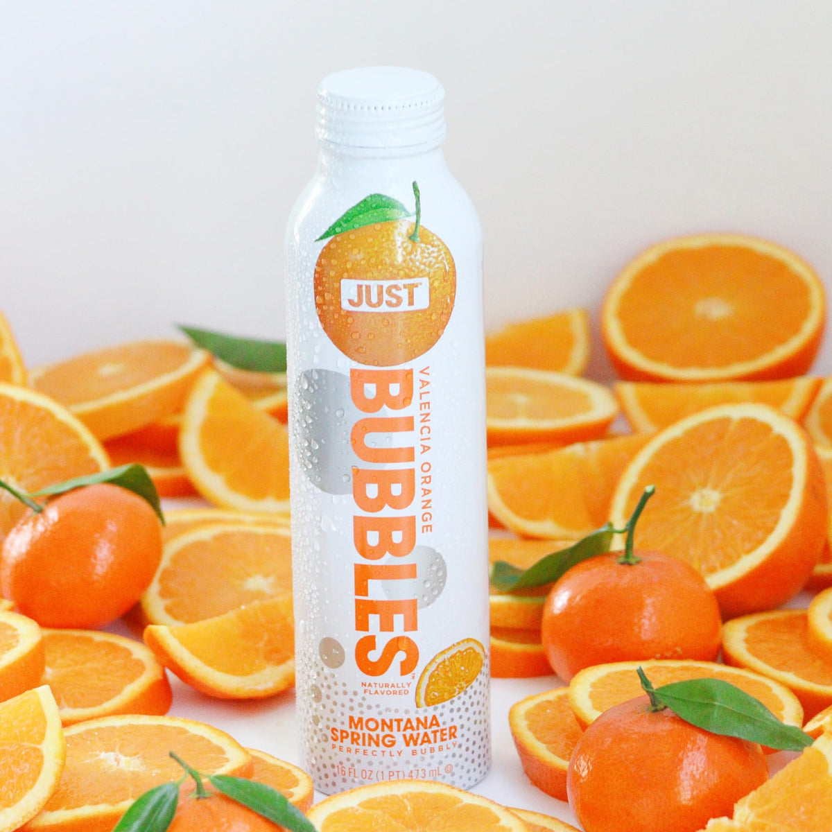 JUST Bubbles Valencia Orange – Premium Sparkling Spring Water in a Reusable Aluminum Bottle