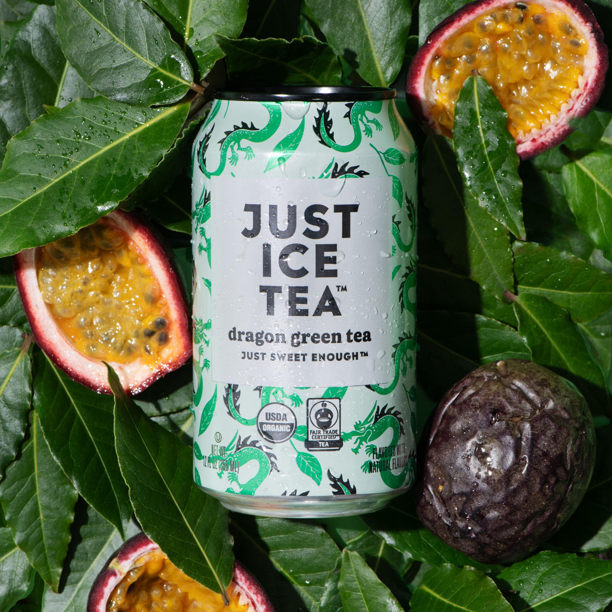 Just Ice Tea Dragon Green Iced Tea - 12-Pack (12oz Cans) | Organic, Real Brewed, Low Calorie, Fair Trade, Made in USA