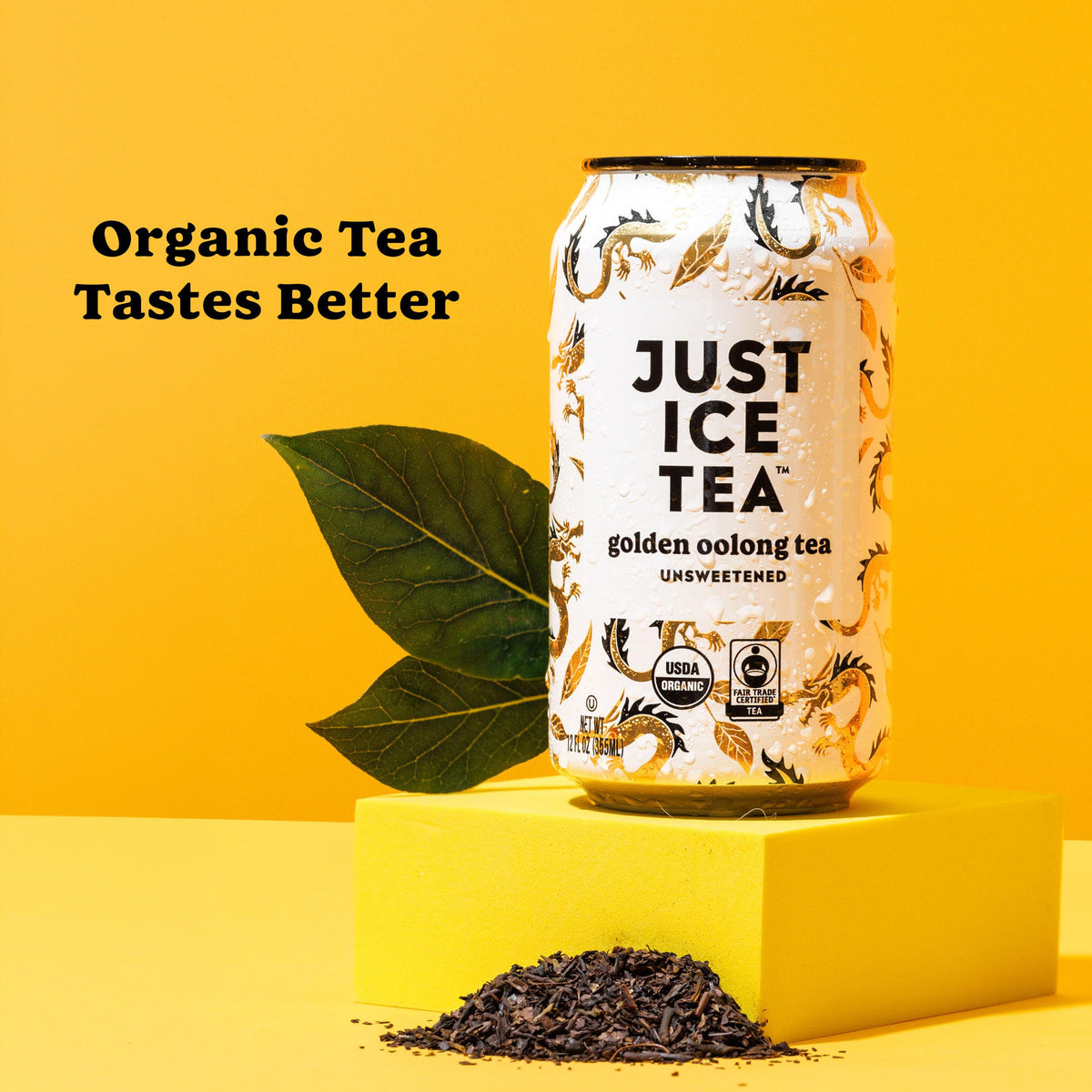 Just Ice Tea Golden Oolong Iced Tea – 12-Pack, Real Brewed, Unsweetened, USDA Organic, Fair Trade, Made in USA