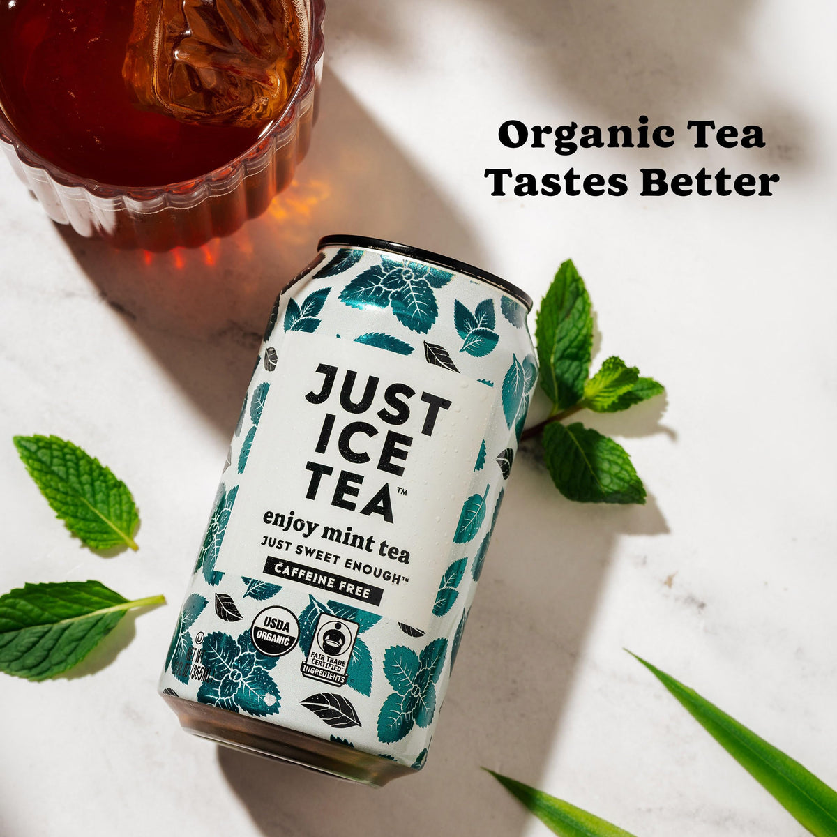 Just Ice Tea Mint Iced Tea: 12-Pack, Caffeine-Free Herbal, Organic & Fair Trade, Made in USA
