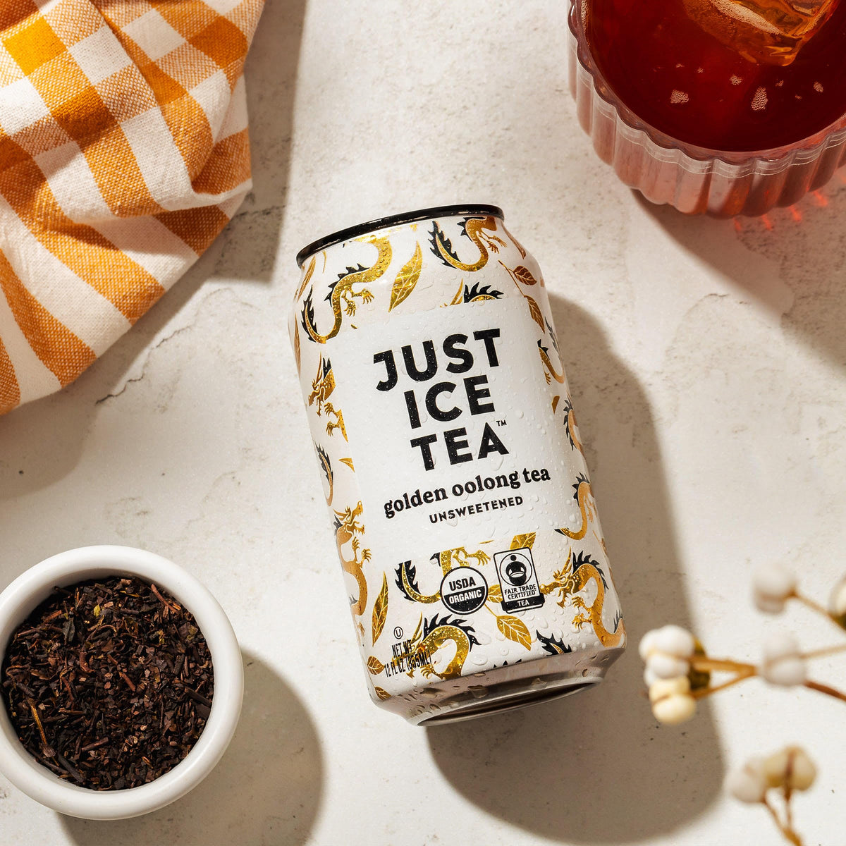 Just Ice Tea Golden Oolong Iced Tea – 12-Pack, Real Brewed, Unsweetened, USDA Organic, Fair Trade, Made in USA