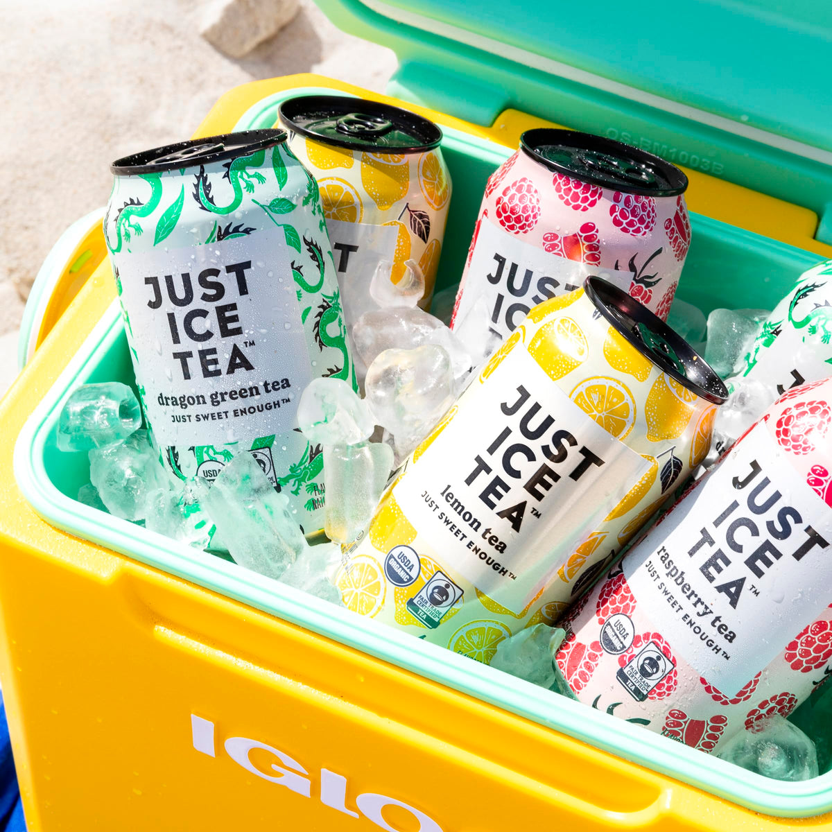Just Ice Tea Raspberry Flavored Black Iced Tea – USDA Organic, Low Calorie, 12-Pack, Made in USA