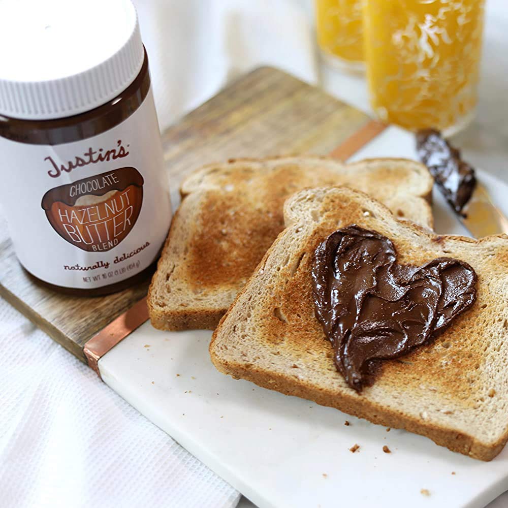 Justin's Chocolate Hazelnut & Almond Butter with Organic Cocoa — No Stir, Gluten-Free, 16 oz Jar (6 Pack)