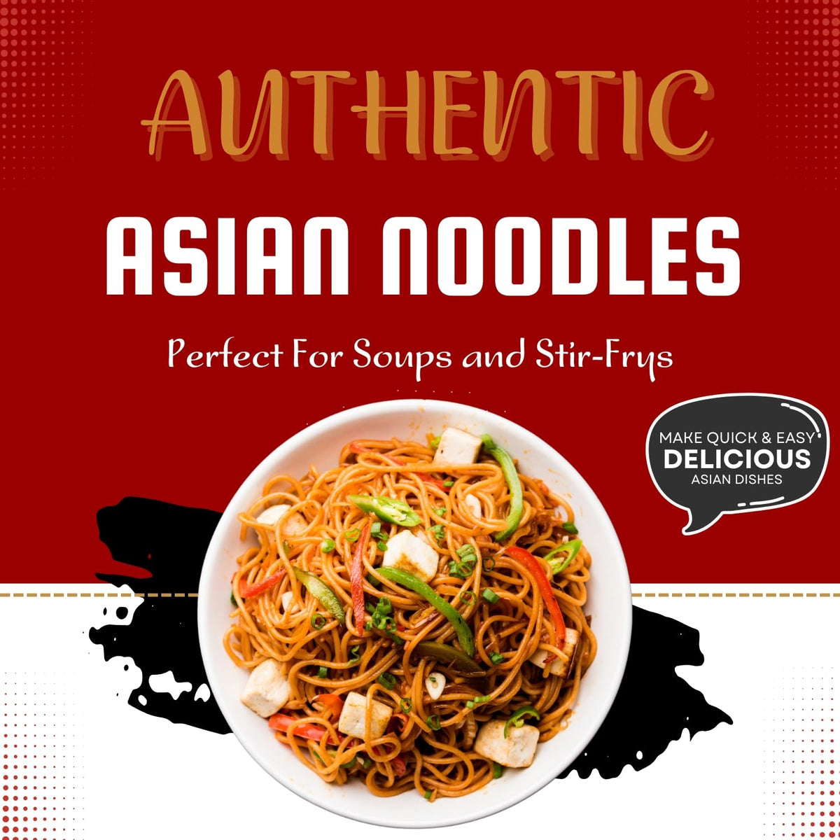 KA-ME Hokkien Stir-Fry Noodles 14.2 oz (Pack of 6) – Gluten-Free Rice Noodles for Stir-Fry, Salad, or Soup
