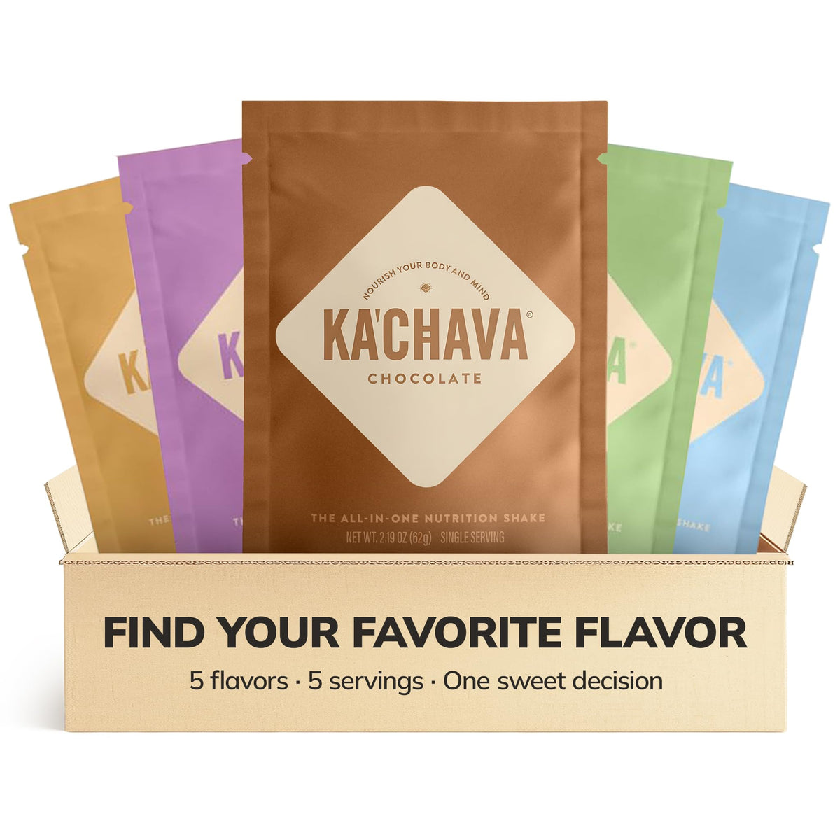 Ka’Chava All-In-One Nutrition Shake – 5 Flavor Sample Pack (5 Servings) | 85+ Superfoods