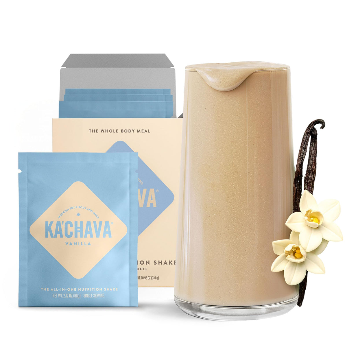 Ka’Chava Vanilla Whole Body Meal Shake | 85+ Superfoods, Probiotics & Digestive Enzymes | 5 Sachets Travel Pack