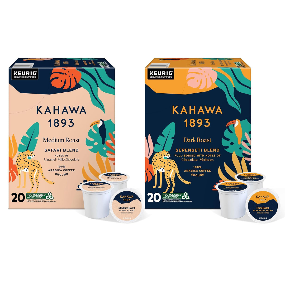 KAHAWA 1893 Variety Pack Coffee K-Cup Pods – Safari & Serengeti Blend (40 Count) | As Seen on Shark Tank | Ethically Sourced