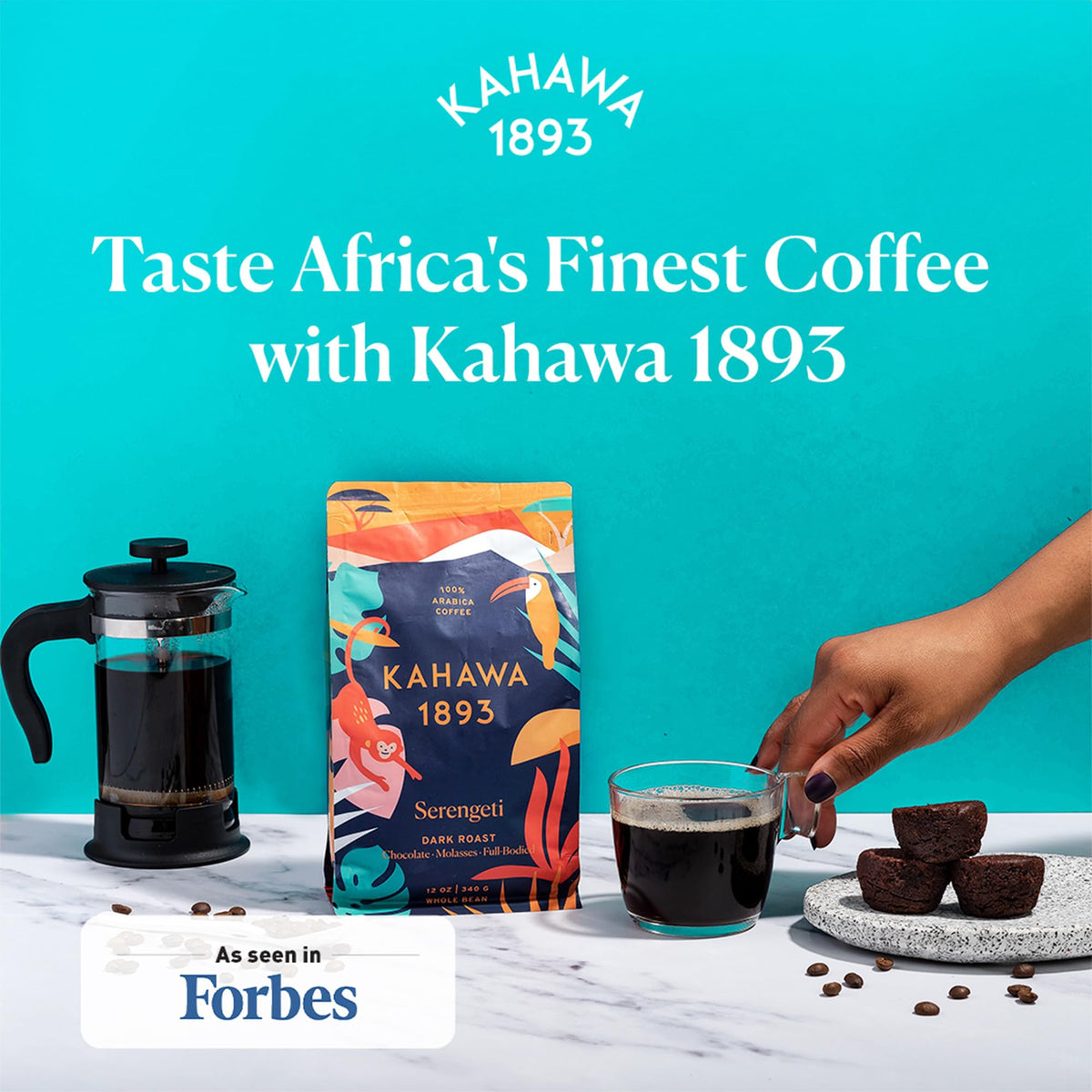 Kahawa 1893 Serengeti Blend Dark Roast – Whole Bean Coffee, 24 oz | Low Acid, Organic & Ethically Sourced