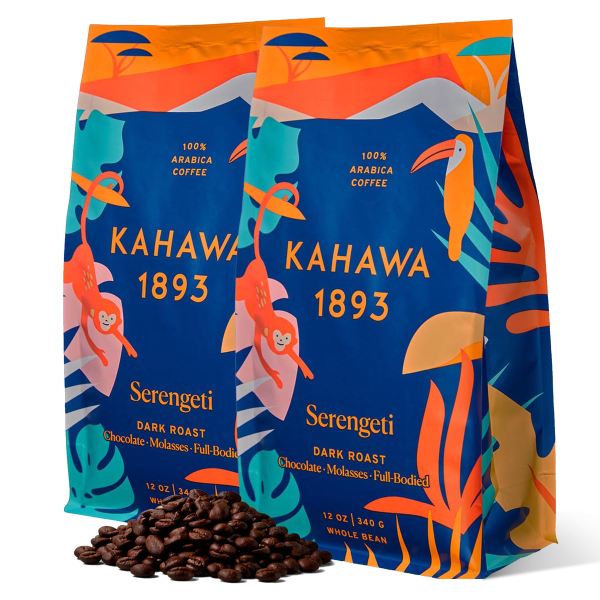 Kahawa 1893 Serengeti Blend Dark Roast – Whole Bean Coffee, 24 oz | Low Acid, Organic & Ethically Sourced