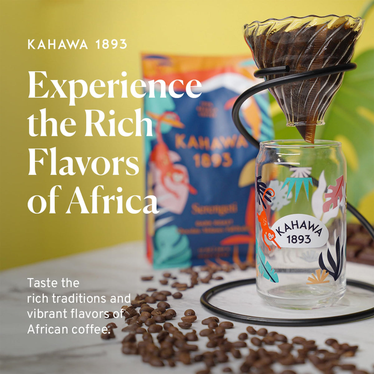 Kahawa 1893 Serengeti Blend Dark Roast – Whole Bean Coffee, 24 oz | Low Acid, Organic & Ethically Sourced