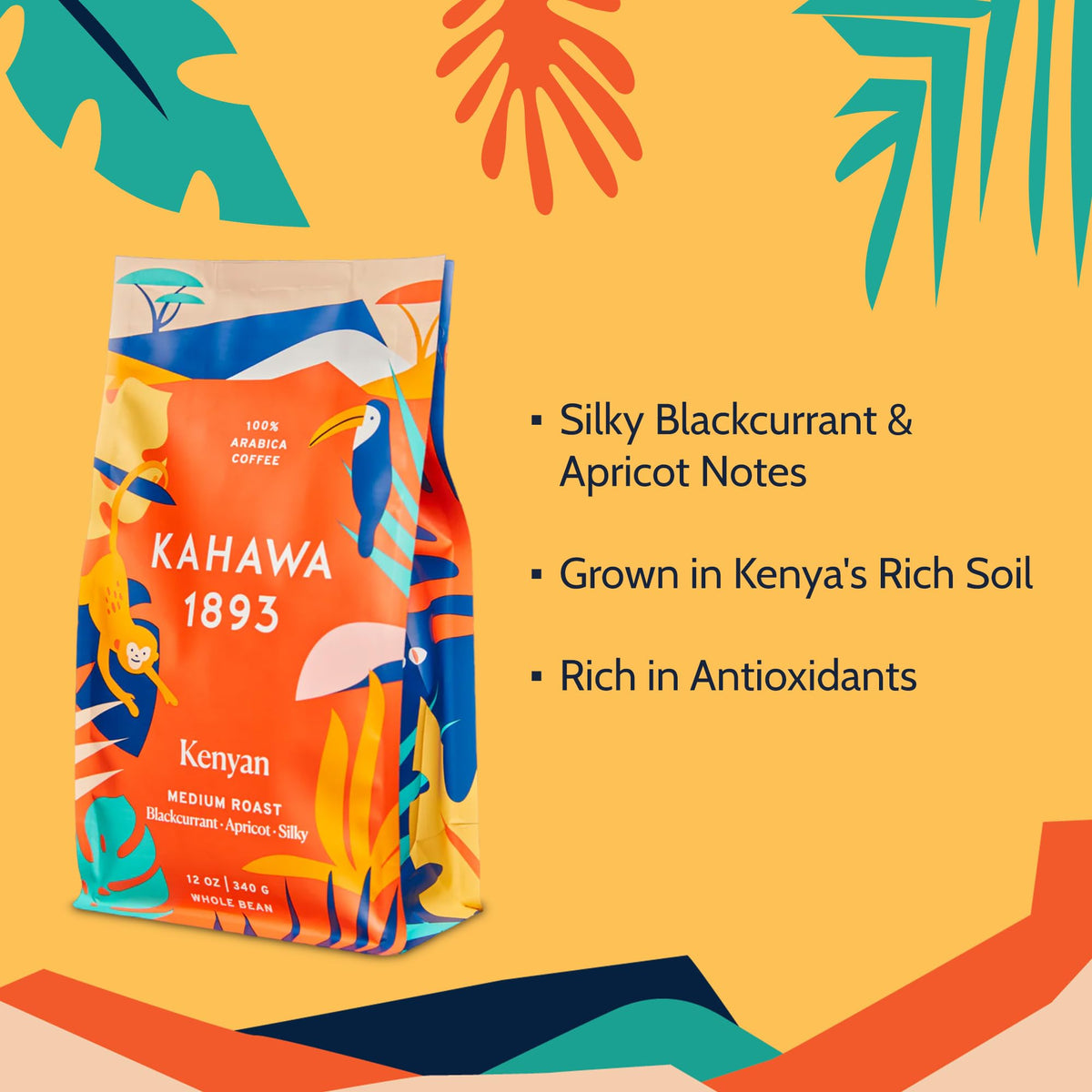 KAHAWA 1893 Kenyan Medium Roast Whole Bean Coffee – 24 oz | As Seen on Shark Tank, Ethically Sourced