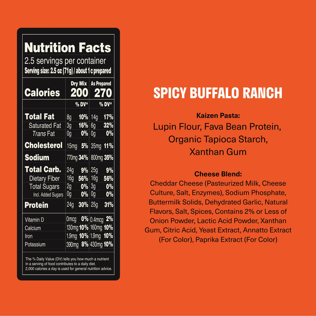 Kaizen High Protein Spicy Buffalo Ranch Mac & Cheese – 3-Pack, Keto-Friendly, Gluten-Free, Plant-Based