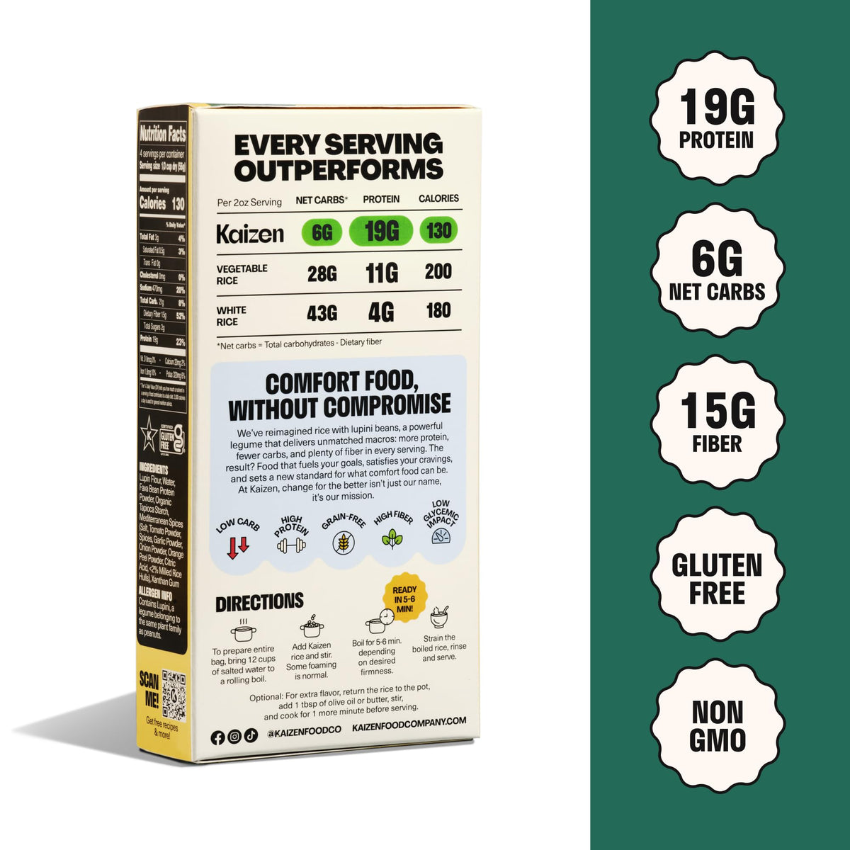 Kaizen Mediterranean Protein Rice (Pack of 3) – 20g Protein, 6g Net Carbs, Gluten-Free