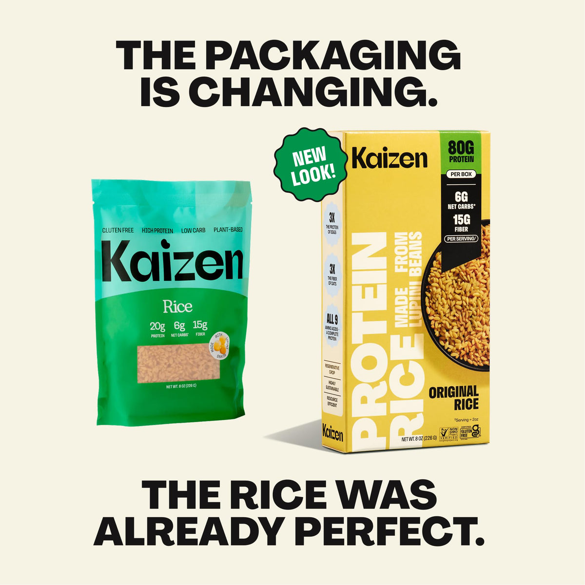 Kaizen Protein Rice Variety Pack – 20g Protein, 6g Net Carbs per Serving, Keto-Friendly, Gluten-Free, Plant-Based Lupini Beans, 8 oz x 3