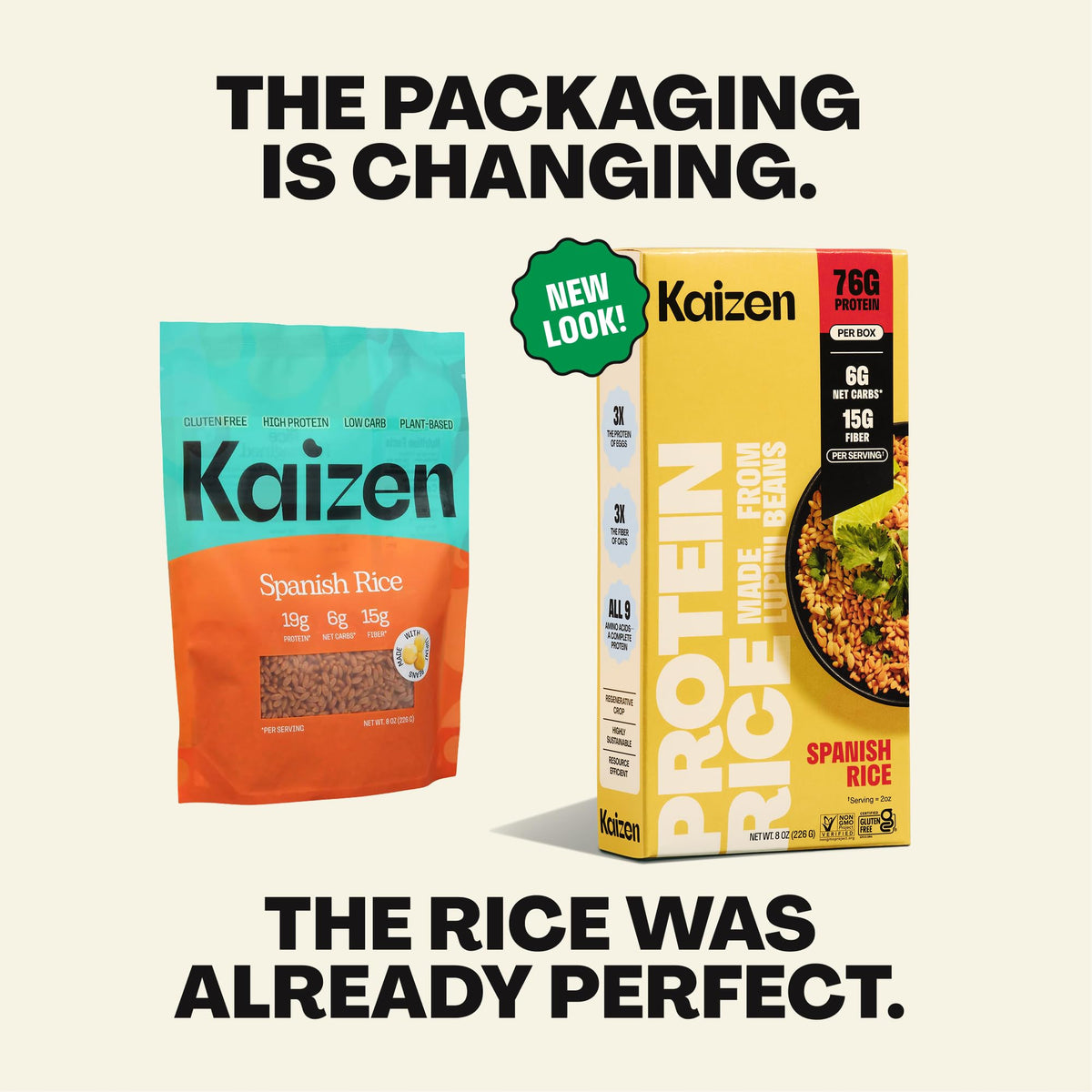Kaizen Spanish Protein Rice — 19g Protein, 6g Net Carbs, Gluten-Free, Keto-Friendly | Pack of 3