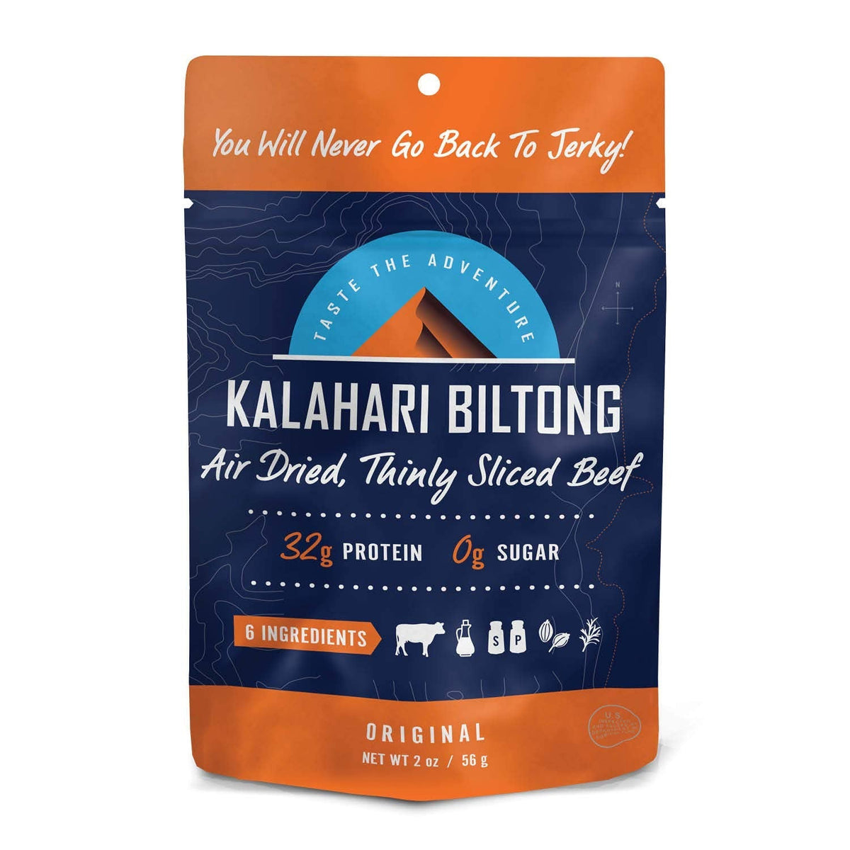 Original Kalahari Biltong – Air-Dried Beef, 2oz (Pack of 8) | High Protein Snack