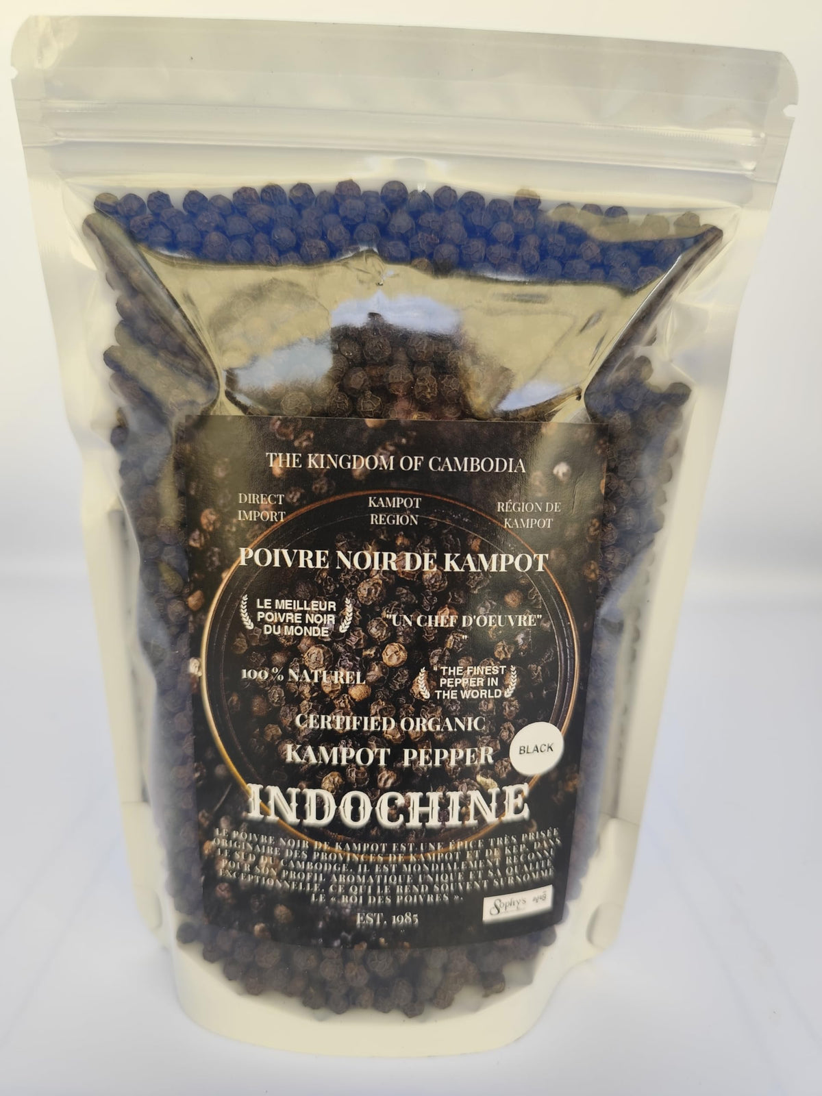 Kampot Pepper Organic Rare Cambodian Peppercorns — Black, 8 oz