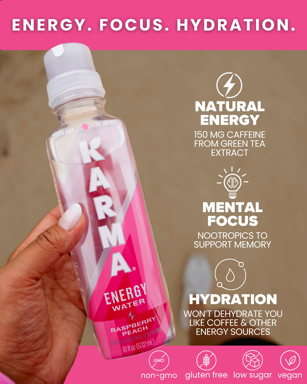 Karma Energy Drink – 12 Pack Blueberry Watermelon with Cognizin Nootropics