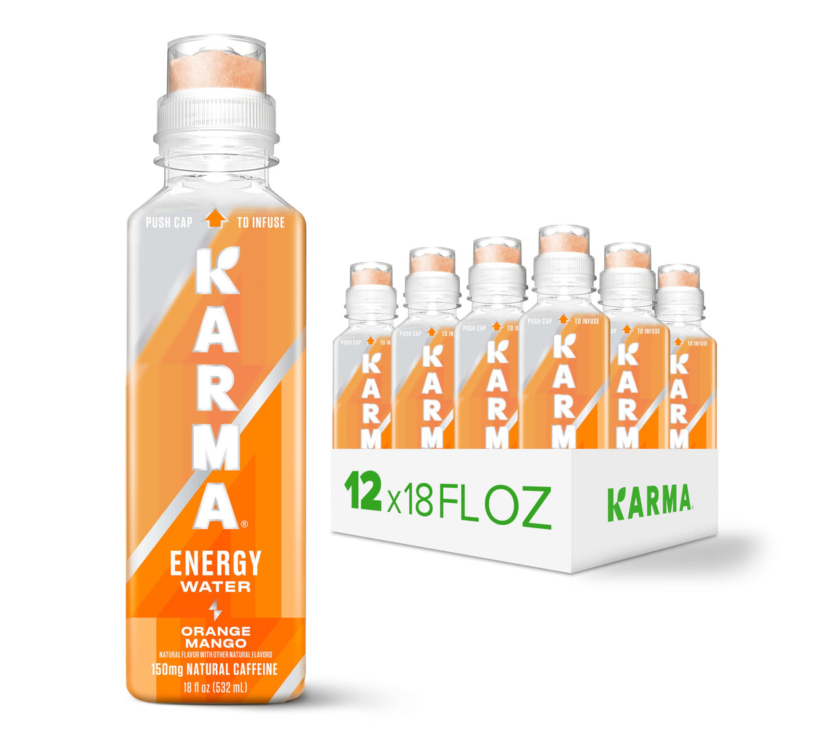 Karma Energy Drink – 12 Pack Orange Mango with Cognizin Nootropics, Vitamins & Immune Support