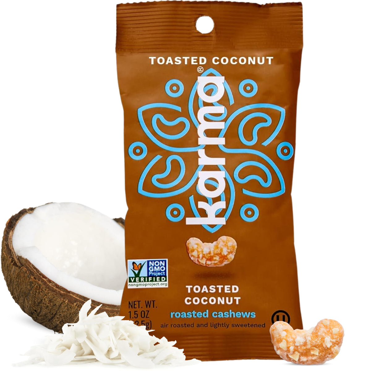Karma Nuts Toasted Coconut Cashews – 1.5 oz Pack (12) | Vegan, Gluten Free, Air Roasted, Low Net Carb