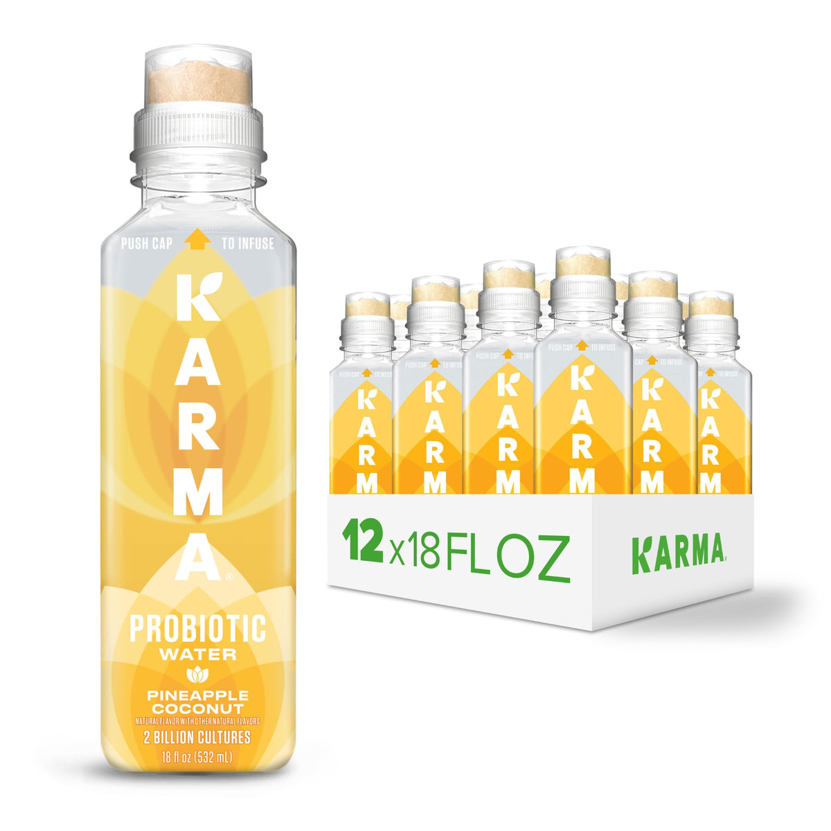 Karma Probiotic Water - Pineapple Coconut, 12 Pack | Immune & Gut Health Support