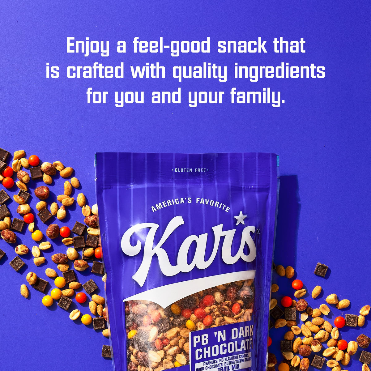 Kar's Nuts Peanut Butter 'N Dark Chocolate Trail Mix Snacks - 12 oz Resealable Pouch (6-Pack)