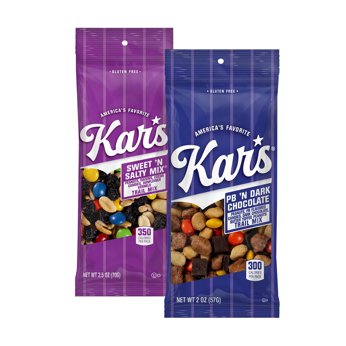 Kar’s Nuts Variety Pack Trail Mix – Sweet ’N Salty & Peanut Butter ’N Dark Chocolate, 24 Pack, Gluten-Free