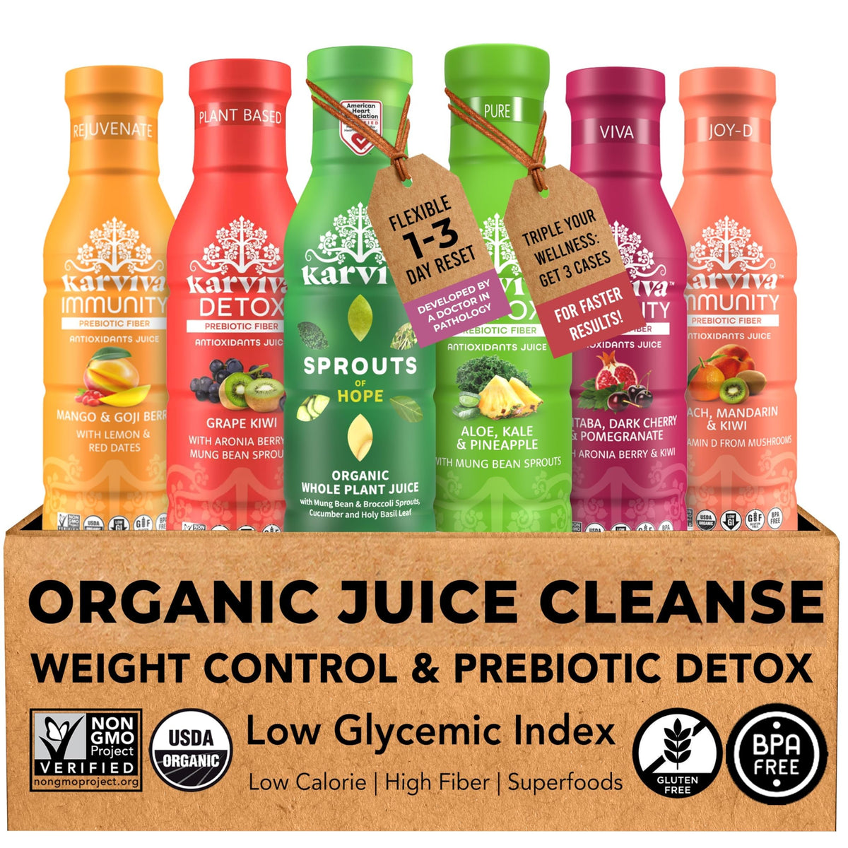 Karviva Organic Juice Cleanse Pack — Gentle 6-Bottle Detox