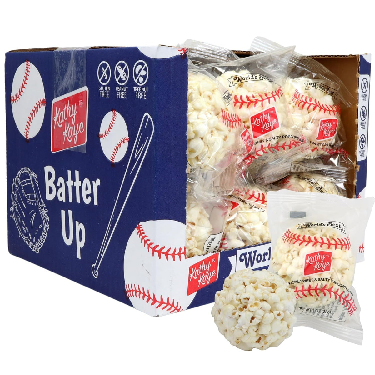 Kathy Kaye Baseball Sweet & Salty Popcorn Balls – 18-Pack | Nani Organics