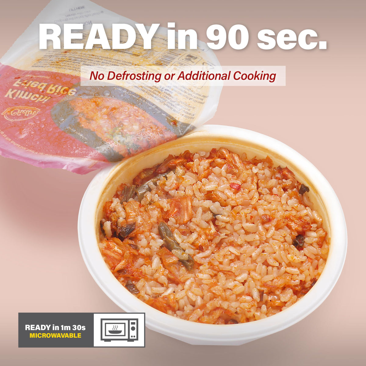 KCHELIN Microwaveable Korean Kimchi Fried Rice — 6 Pack, 7.05 oz Bowls