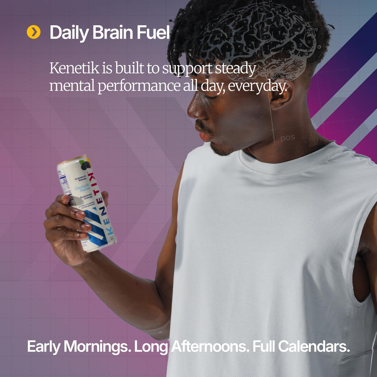 Kenetik Ketone Focus Drink | Caffeine-Free Plant-Based D-BHB Ketones for Steady Focus – Orange Cranberry, 12oz Cans (6-Pack)