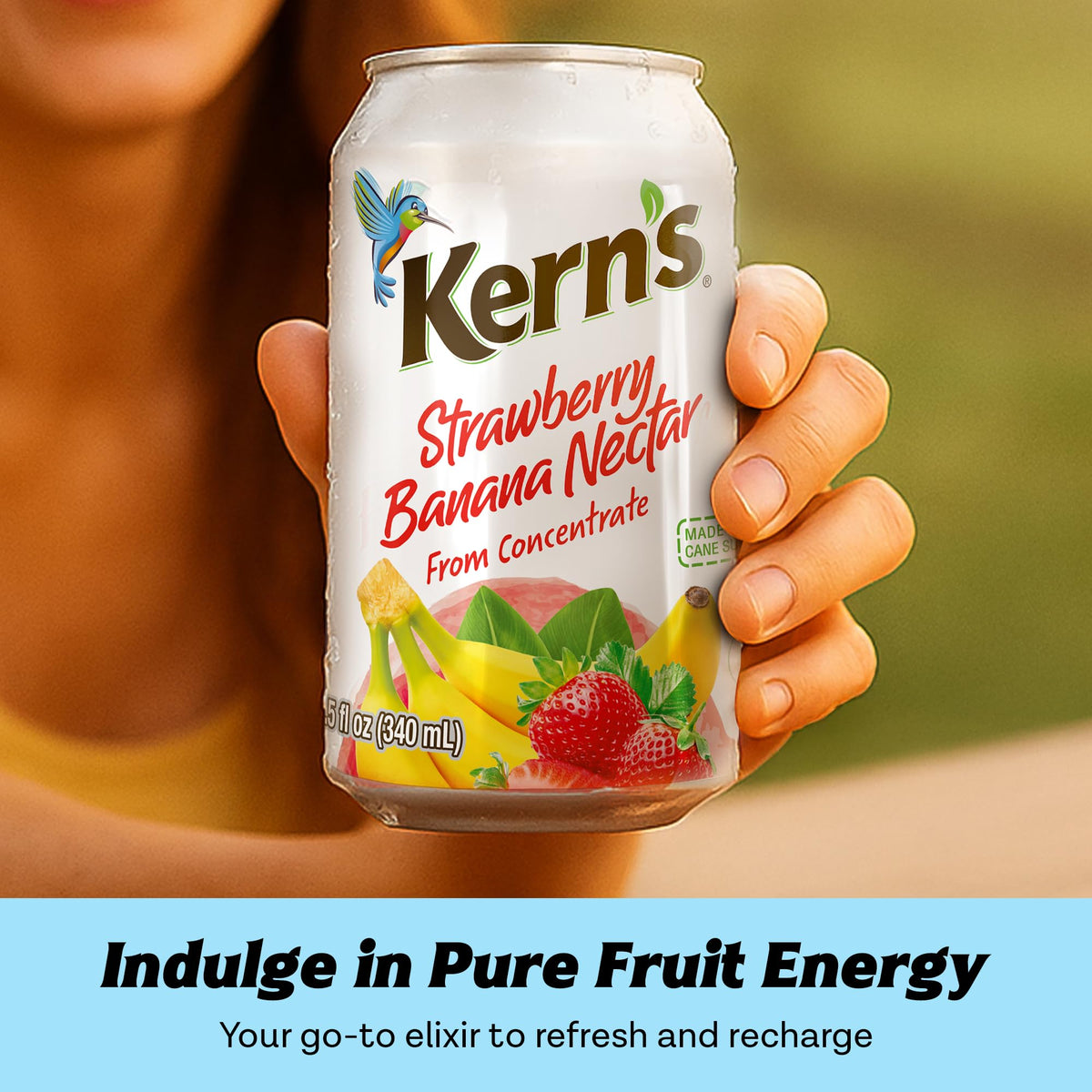 Kern's Strawberry Banana Nectar Juice – Fresh Fruit Puree, Tropical Flavor, 11.5oz Cans (24 Pack)