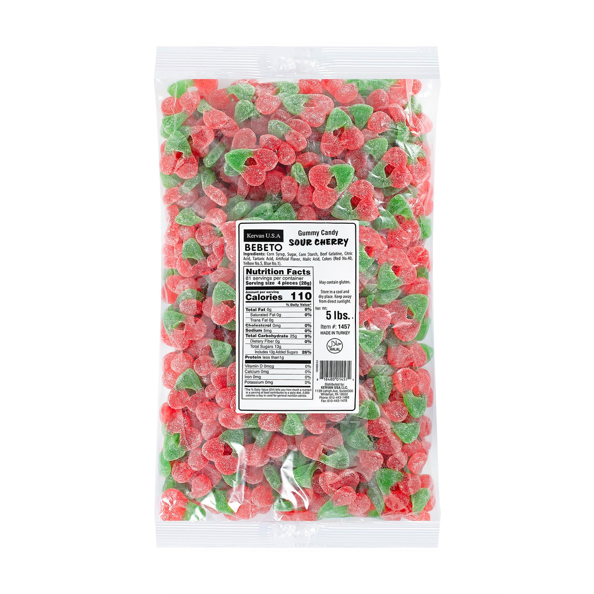 Kervan Bebeto Sour Cherry Gummies – 5 lb Party Bulk, Soft & Tangy