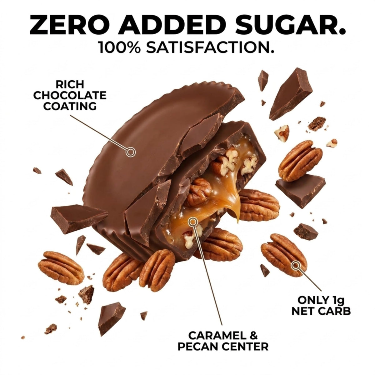 Keto Wise Fat Bombs — MCT Oil Chocolate Pecan Clusters, Low Carb Keto Snack (16 Count)