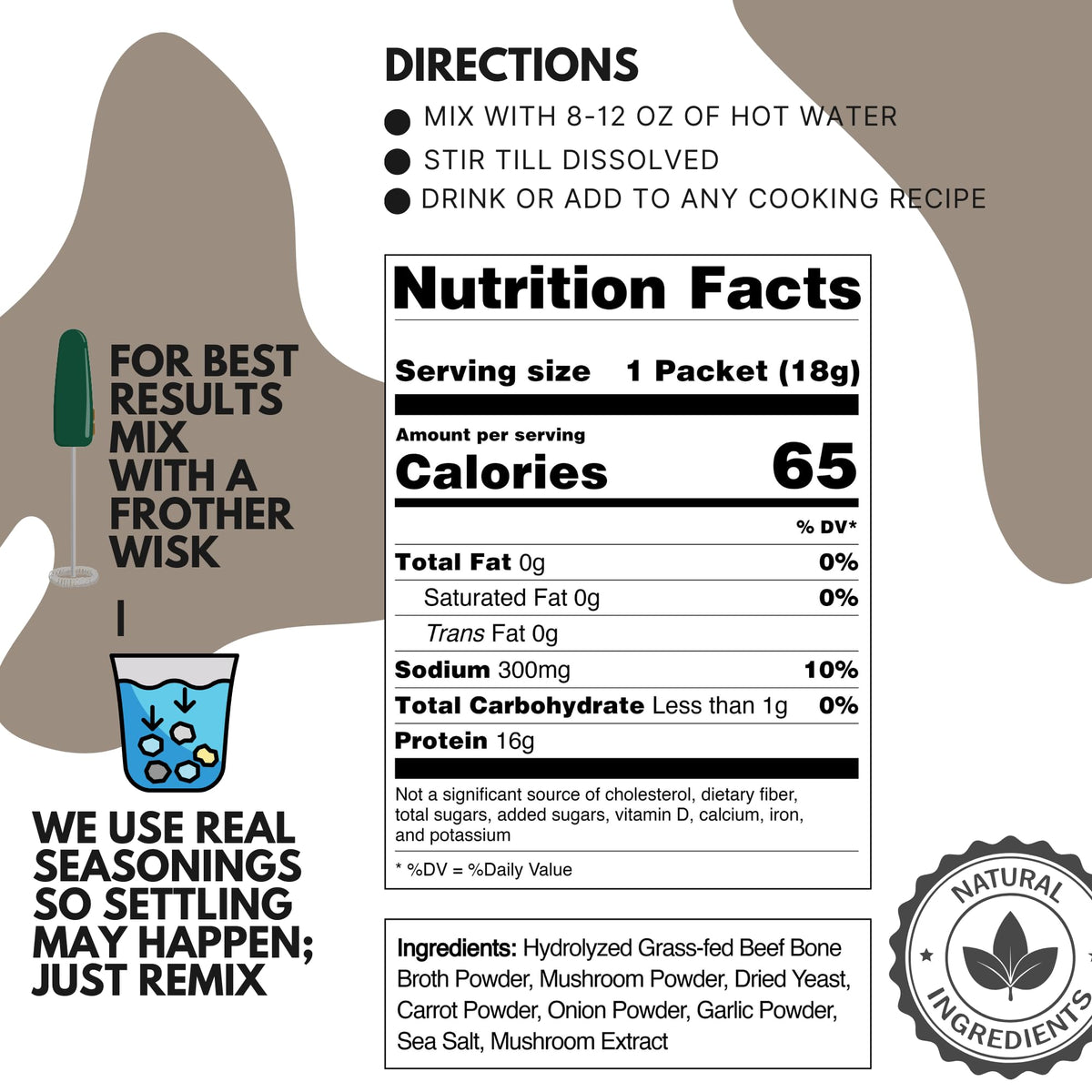 Ketostat Bone Broth Protein Powder Packets – Grass-Fed Beef, 12 Pack, 16g Protein per Packet