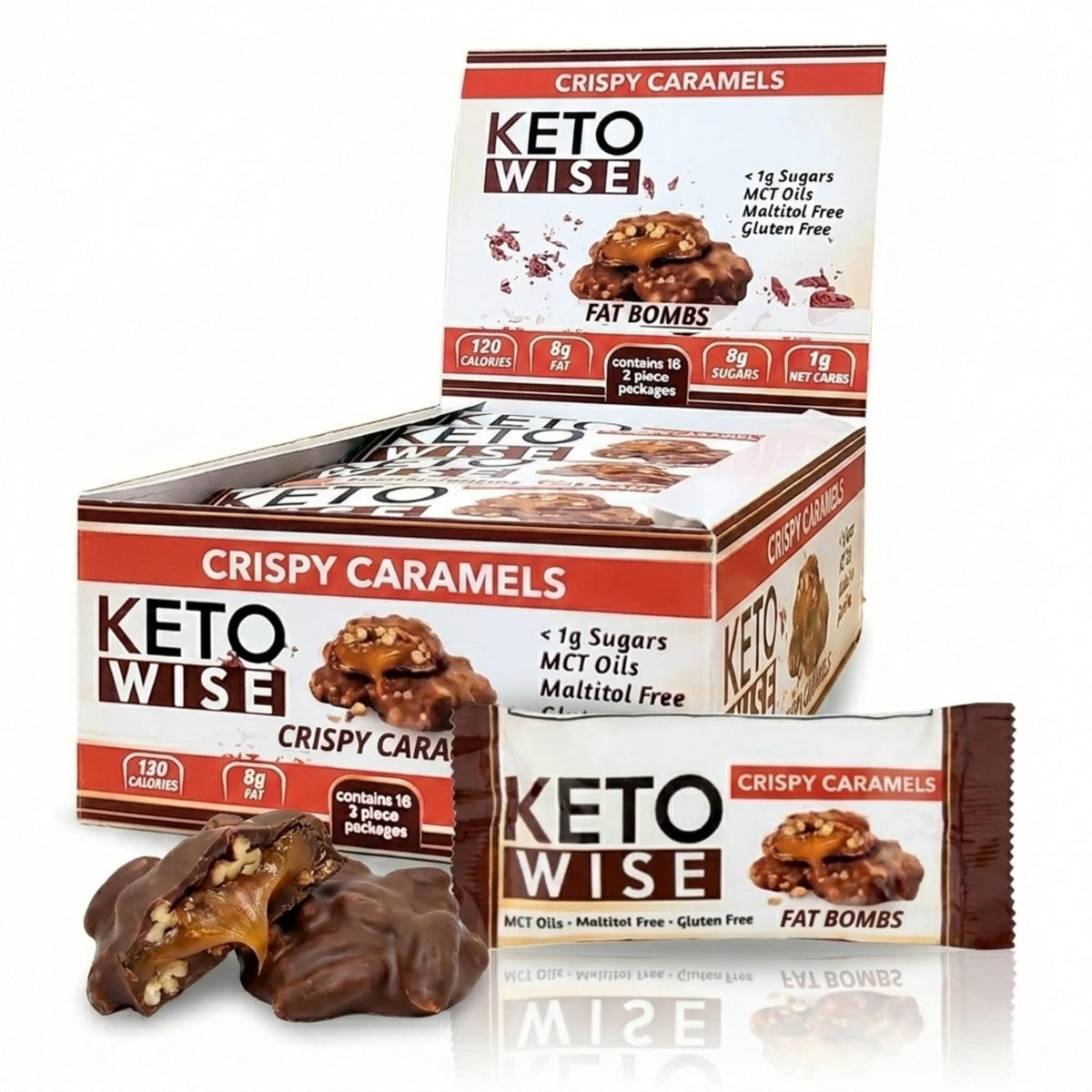 Keto Wise Fat Bombs – Chocolate Coated with MCT Oil | Low Carb Keto Snack (16 Pack)