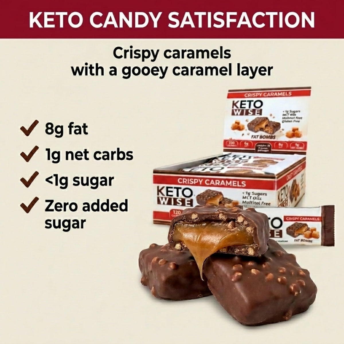 Keto Wise Fat Bombs – Chocolate Coated with MCT Oil | Low Carb Keto Snack (16 Pack)