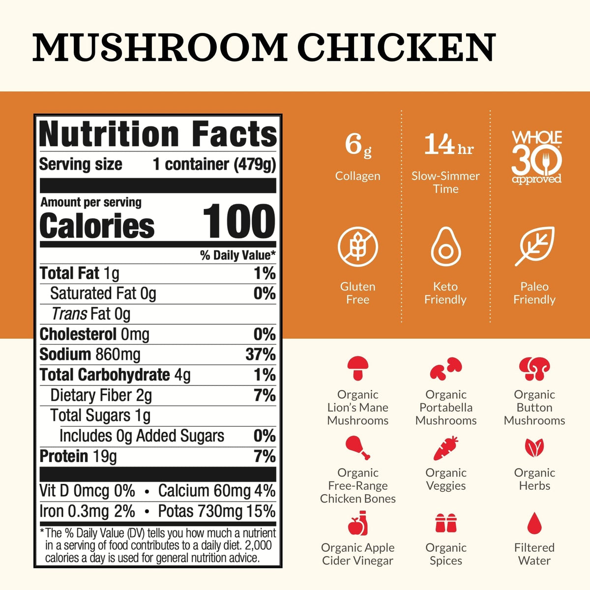 Kettle & Fire Mushroom, Beef & Chicken Bone Broth Variety Pack – 6-Pack | Keto, Paleo, Whole30 Approved