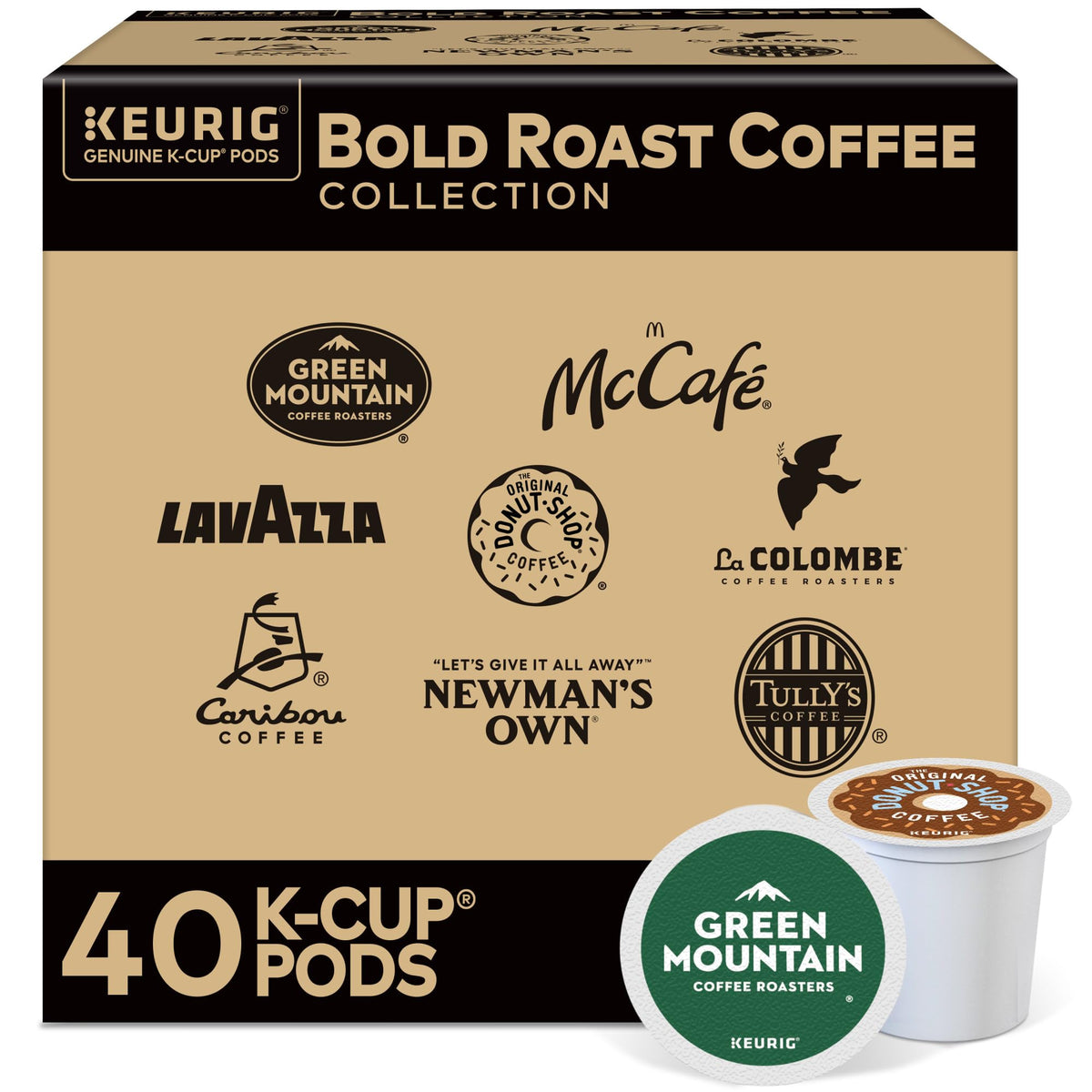 Keurig Bold Roast Coffee Collection Variety Pack – 40 K-Cup Pods, 10 Roasts